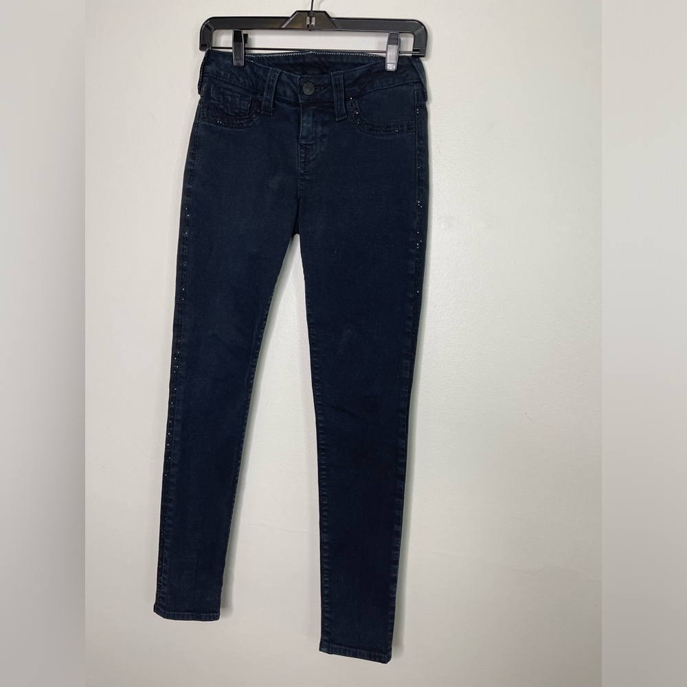 True Religion Women’s Black Rhinestone Skinny Jeans Size 26